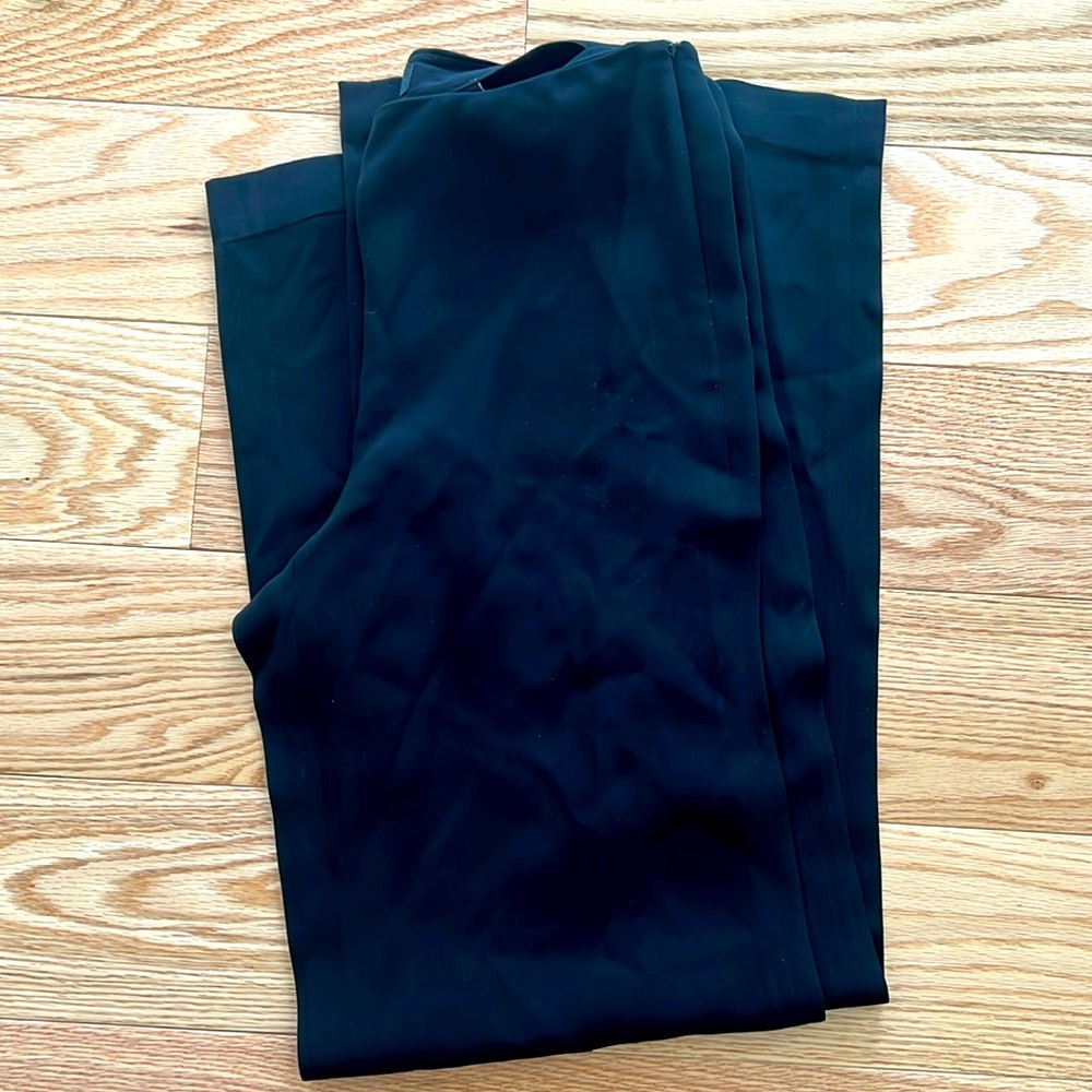 Theory Womens Trouser Dress Pants Wide Leg Flat Front High Waist Black Size 2